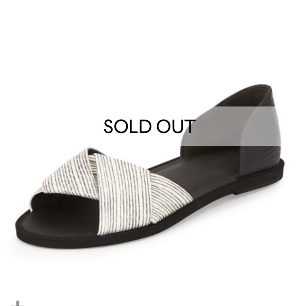 Vince
Idara Lizard-Print d'Orsay Flat Sandal, Black/White